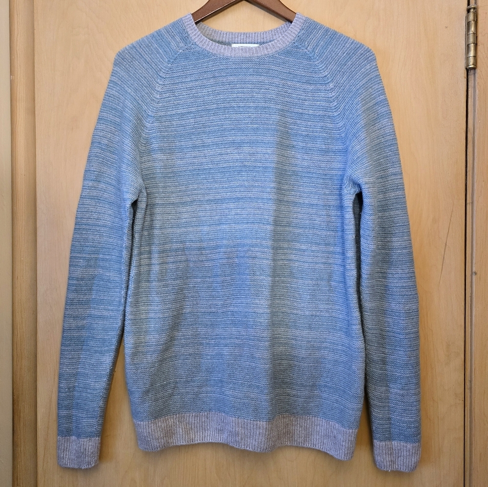 Oliver Charles All-Season Marled Crew Yak/Merino Sweater Sz M Turquoise & Grey